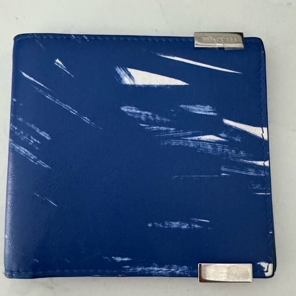 Balenciaga Leather Wallet ~ Blue Abstract ~ AMAZING CONDITION!! - Picture 1 of 7